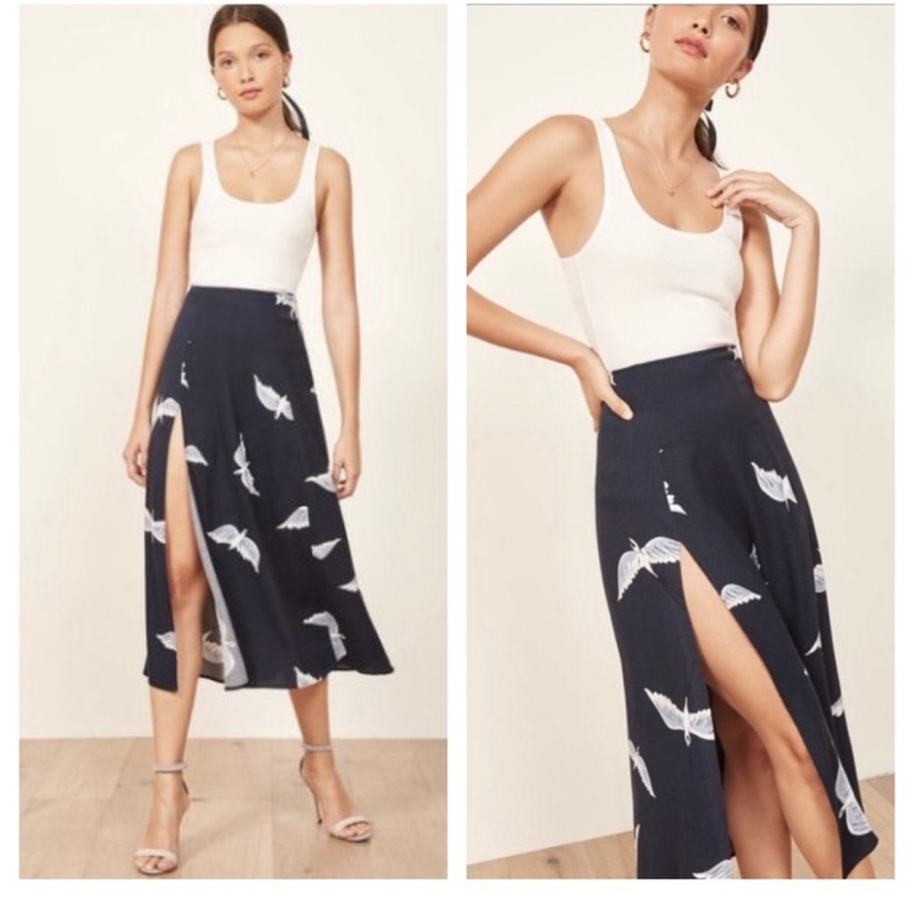 Reformation Zoe Skirt Navy Sparrow size 4